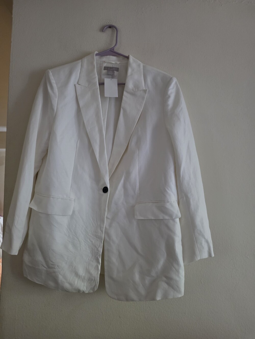 H&m Linen Viscose Blazer Oyster Sz M NWT
